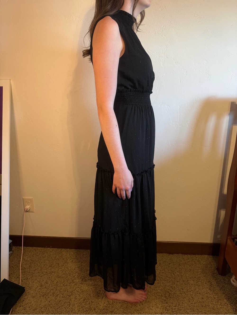 Draper James Black Sleeveless High-Neck Smocked Maxi Dress - Picture 2 of 13